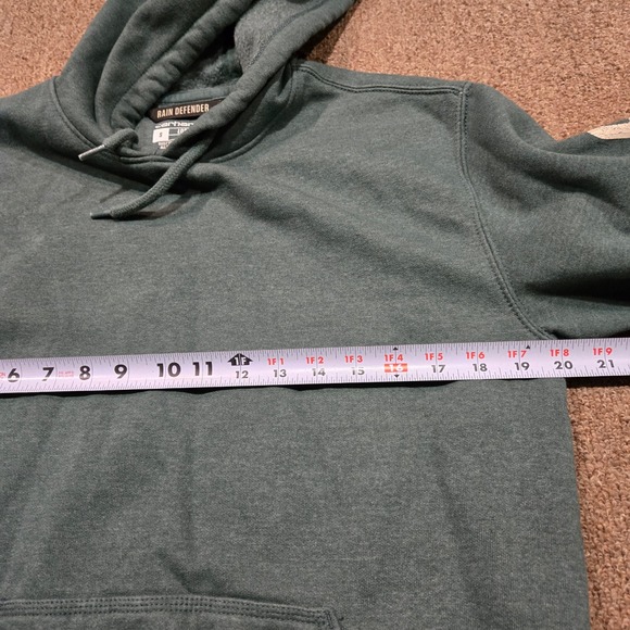 Carhartt Hoodie Mens Size Small Green Rain Defender Graphic Sleeve Back Logo - Picture 5 of 7